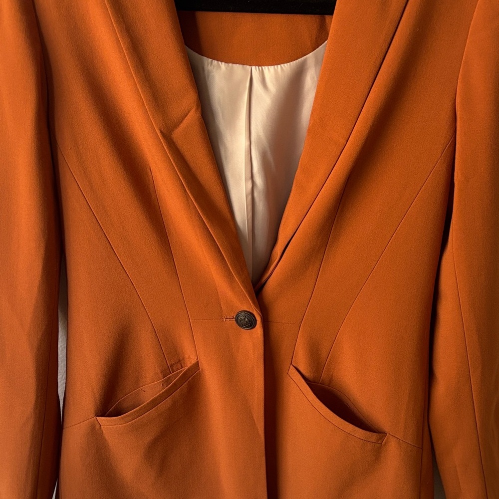 Rust Single-Button Blazer Jacket - Small - image 4